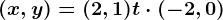 (x,y)=(2,1)+t\cdot(-2,0)