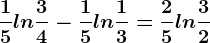 \frac15ln\frac34-\frac15ln\frac13=\frac25ln\frac32
