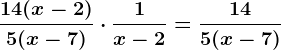 \frac14(x-2)5(x-7)\cdot \frac1x-2=\frac145(x-7)