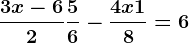 \frac3x-62+\frac56-\frac4x+18=6