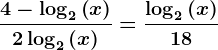 \frac4-\log 2\left(x\right)2\log 2\left(x\right)=\frac\log 2\left(x\right)18