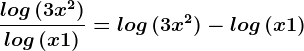 \fraclog\, (3x^2)log\, (x+1)=log\, (3x^2)-log\, (x+1)