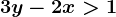 \inline 3y-2x>1