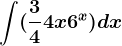 \int (\frac34+4x+6^x)dx