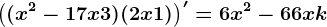 \left ( (x^2-17x+3)(2x+1) \right )'=6x^2-66x+k
