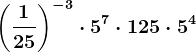 \left ( \frac125 \right )^-3 \cdot 5^7 \cdot 125 \cdot 5^4