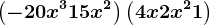 \left ( -20x^3+15x^2 \right )+\left ( 4x+2x^2+1 \right )
