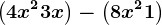 \left ( 4x^2+3x \right )-\left ( 8x^2+1 \right )