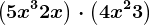 \left ( 5x^3 +2x\right )\cdot \left ( 4x^2+3 \right )