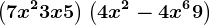 \left ( 7x^2 + 3x +5 \right ) + \left ( 4x^2-4x^6 + 9 \right )