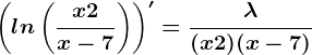 \left ( ln\left ( \fracx+2x-7 \right ) \right )'=\frac\lambda (x+2)(x-7)
