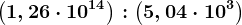 \left (1,26\cdot 10^14 \right ) :\left (5,04\cdot 10^3 \right )