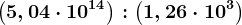 \left (5,04\cdot 10^14 \right ) :\left (1,26\cdot 10^3 \right )