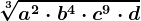 \sqrt[3]a^2 \cdot b^4 \cdot c^9 \cdot d