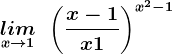 \undersetx--> 1 lim\: \: \left ( \fracx-1x+1 \right )^x^2-1