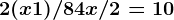 2(x +1) / 8 + 4x / 2 = 10