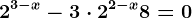 2^3-x-3\cdot 2^2-x+8=0