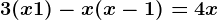 3(x+1)-x(x-1)=4x