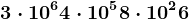 3\cdot 10^6+4\cdot 10^5+8\cdot 10^2+6