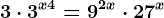 3\cdot 3^x+4=9^2x\cdot 27^x