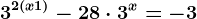 3^2(x+1)-28\cdot 3^x=-3