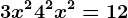 3x^2+4^2+x^2=12