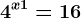 4^x+1=16