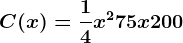 C(x)=\frac14x^2+75x+200