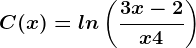 C(x)=ln\left ( \frac3x-2x+4 \right )