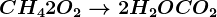 CH4 + 2O2 --> 2H2O+CO2