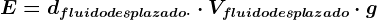E = dfluido desplazado\cdot\cdot Vfluido desplazado\cdot g