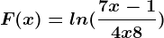 F(x)=ln(\frac7x-14x+8)