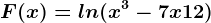 F(x)=ln(x^3-7x+12)