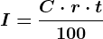 I=\fracC\cdot r\cdot t100