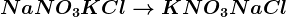 NaNO3 + KCl --> KNO3 + NaCl
