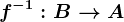 f^-1:B--> A