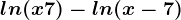 ln(x+7)-ln(x-7)