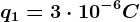 q1=3\cdot 10^-6C