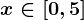 x\in [0,5]