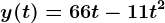 y(t)=66t-11t^2